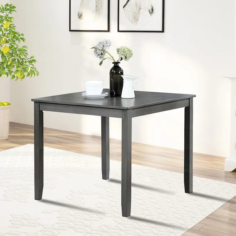 Table à manger carrée en bois d'acacia Pieds coniques Noyer Gris 4 places