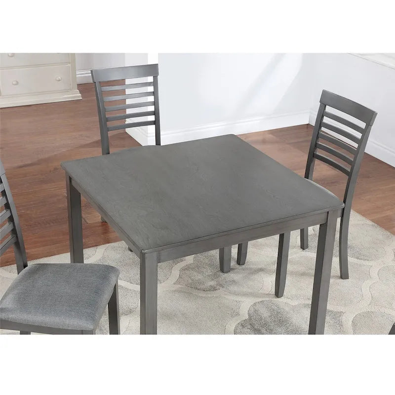 Table à manger carrée en bois d'acacia Pieds coniques Noyer Gris 4 places