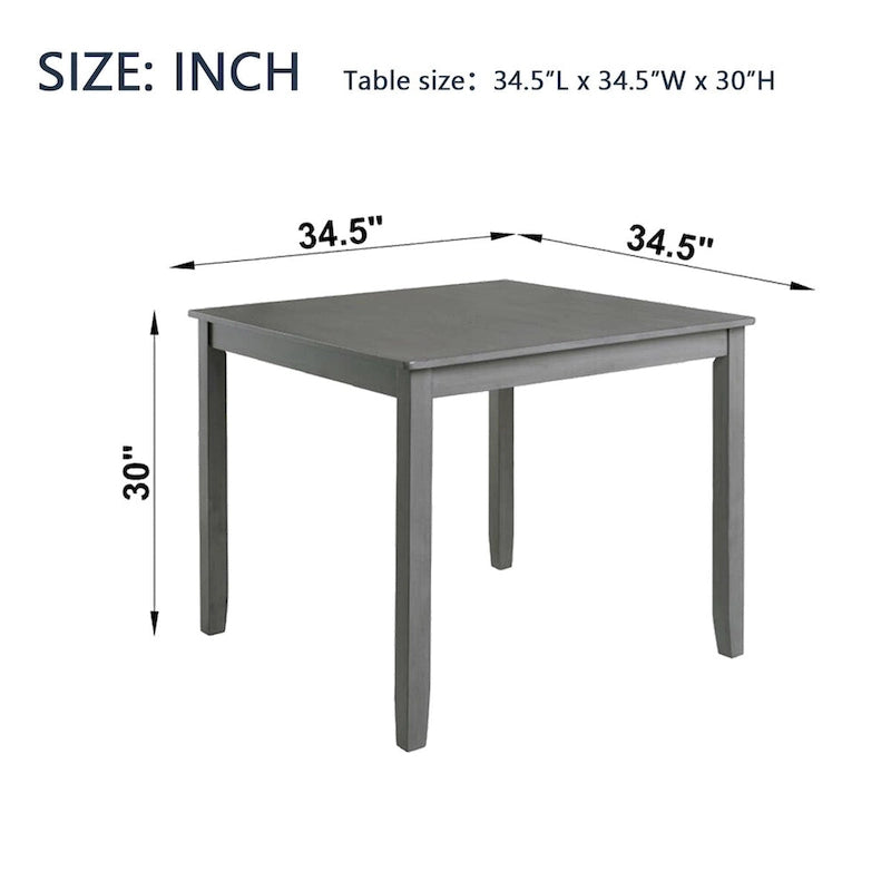 Table à manger carrée en bois d'acacia Pieds coniques Noyer Gris 4 places
