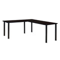 Bureau d'angle en L avec pieds cylindriques, Noyer Mocha et Noir