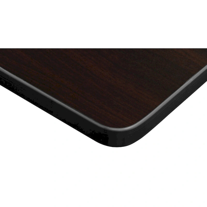 Bureau d'angle en L avec pieds cylindriques, Noyer Mocha et Noir