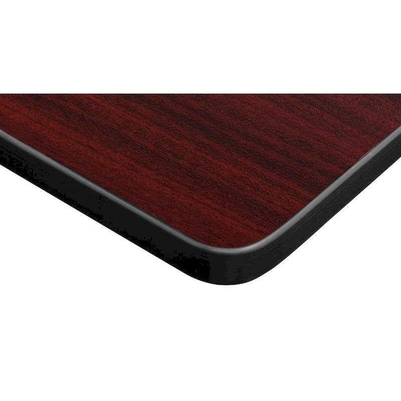Bureau d'angle en L avec pieds cylindriques, Noyer Mocha et Noir