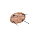 Table cocktail ovale pliable avec plateau effet bois naturel et pieds épingle