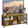 Meuble TV industriel avec 5 compartiments de rangement ouverts Marron rustique