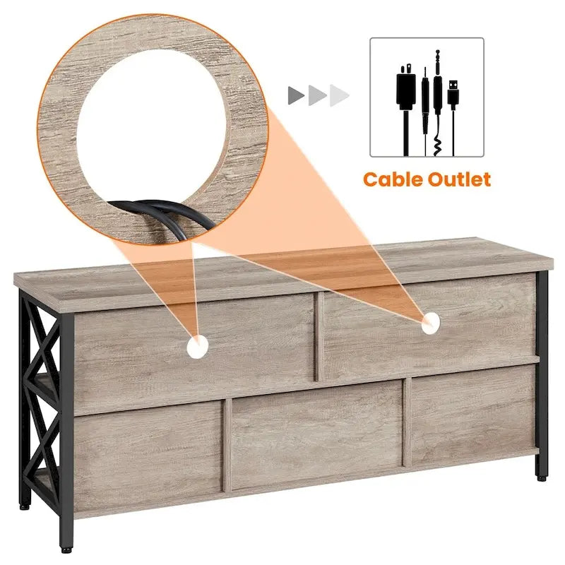 Meuble TV industriel avec 5 compartiments de rangement ouverts Marron rustique