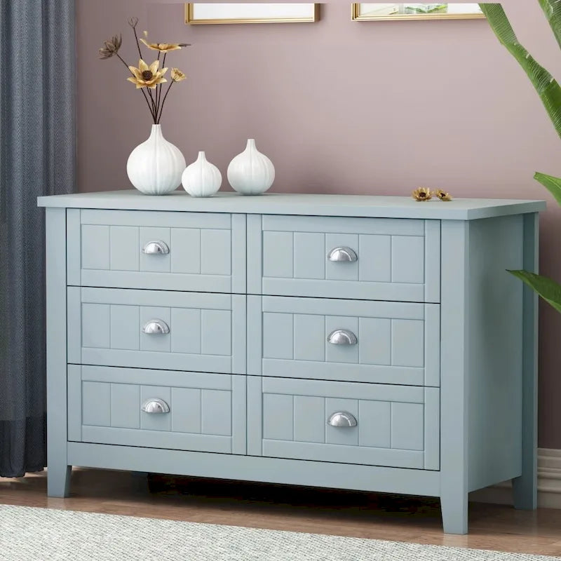 Drawer Dresser Bar Cabinet Side Cabinet,Buffet Sideboard, Solid Wood Frame,Plasticdoor Panel,Retro Shell Handle
