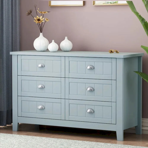 Drawer Dresser Bar Cabinet Side Cabinet,Buffet Sideboard, Solid Wood Frame,Plasticdoor Panel,Retro Shell Handle