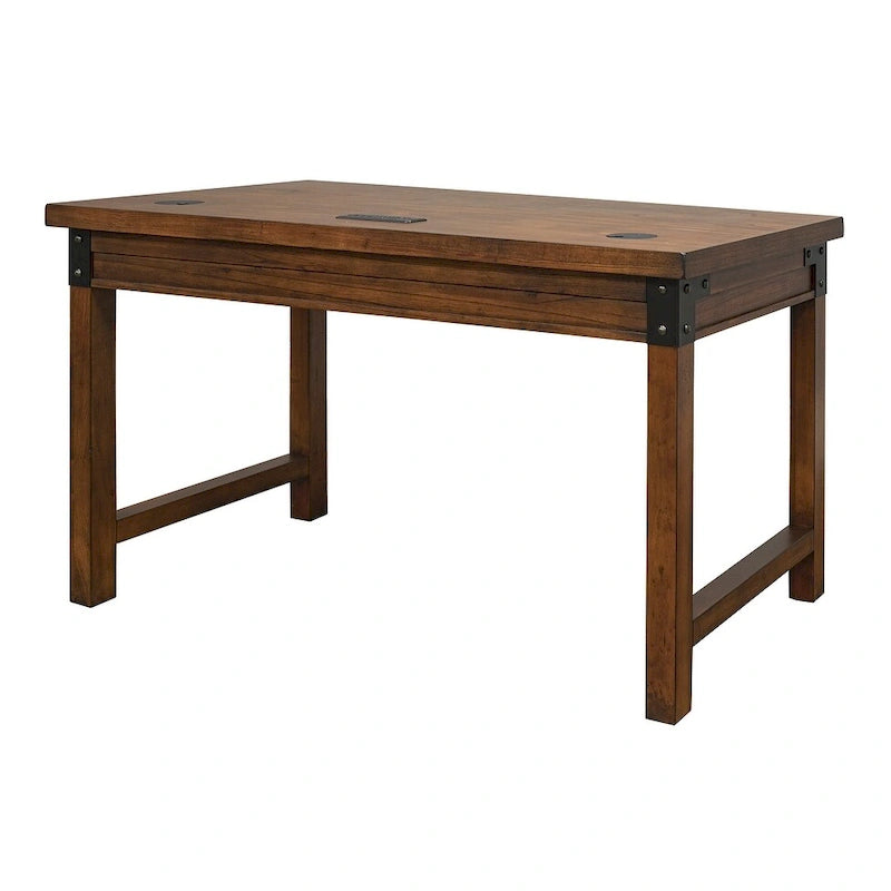 Bureau rustique industriel avec tiroirs Placage brun auburn
