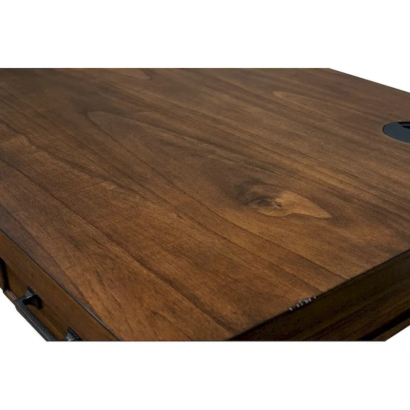 Bureau rustique industriel avec tiroirs Placage brun auburn