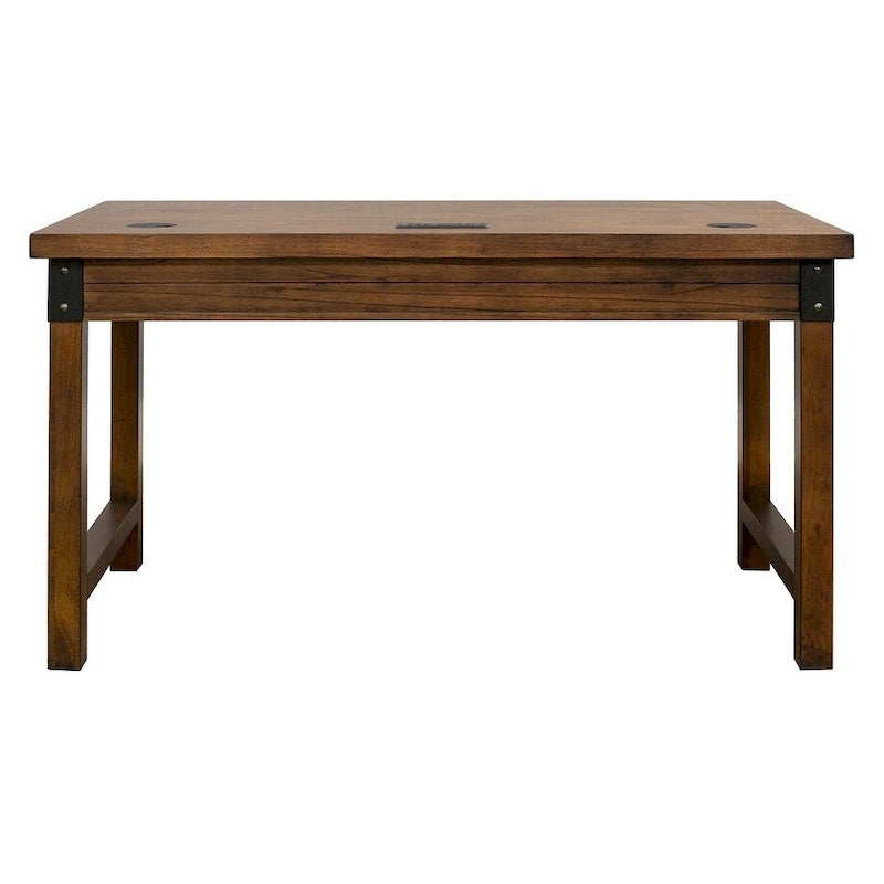 Bureau rustique industriel avec tiroirs Placage brun auburn