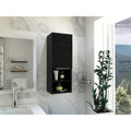 Meuble de Rangement Mural de Salle de Bain avec Porte Simple et Étagères Ouvertes