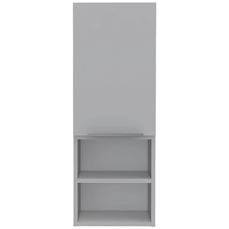 Meuble de Rangement Mural de Salle de Bain avec Porte Simple et Étagères Ouvertes