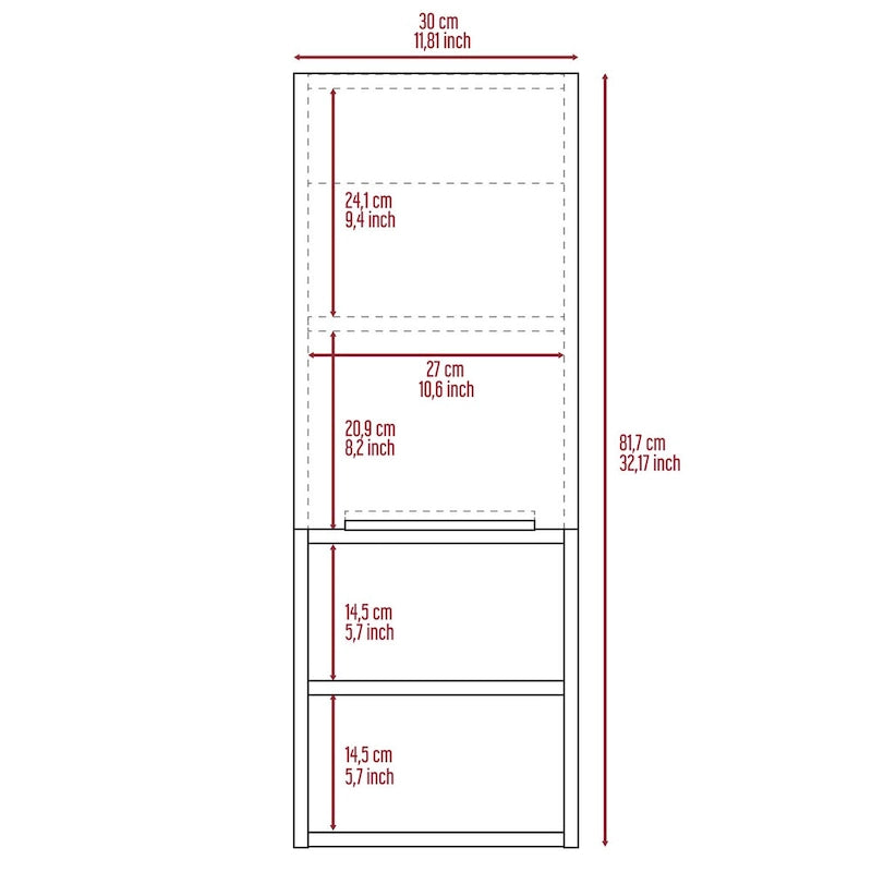 Meuble de Rangement Mural de Salle de Bain avec Porte Simple et Étagères Ouvertes