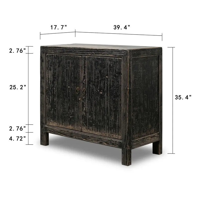 Bahut deux portes en bois noir vieilli avec un style rustique et campagnard vintage