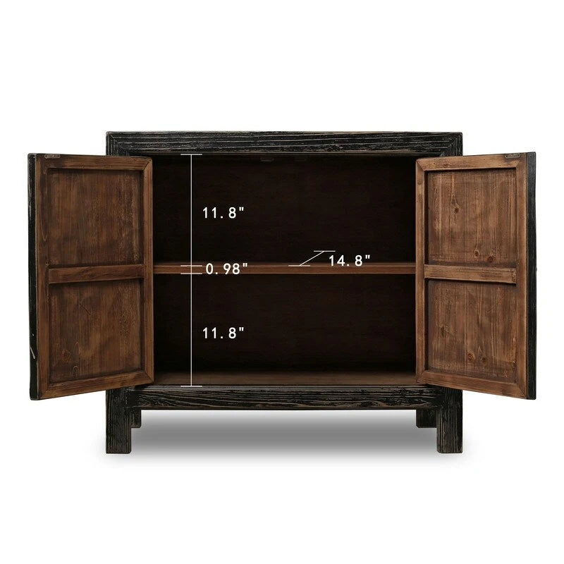 Bahut deux portes en bois noir vieilli avec un style rustique et campagnard vintage