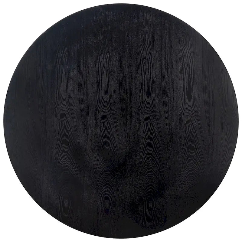 Table à manger piédestal ronde en faux marbre, cannage tissé, blanc naturel
